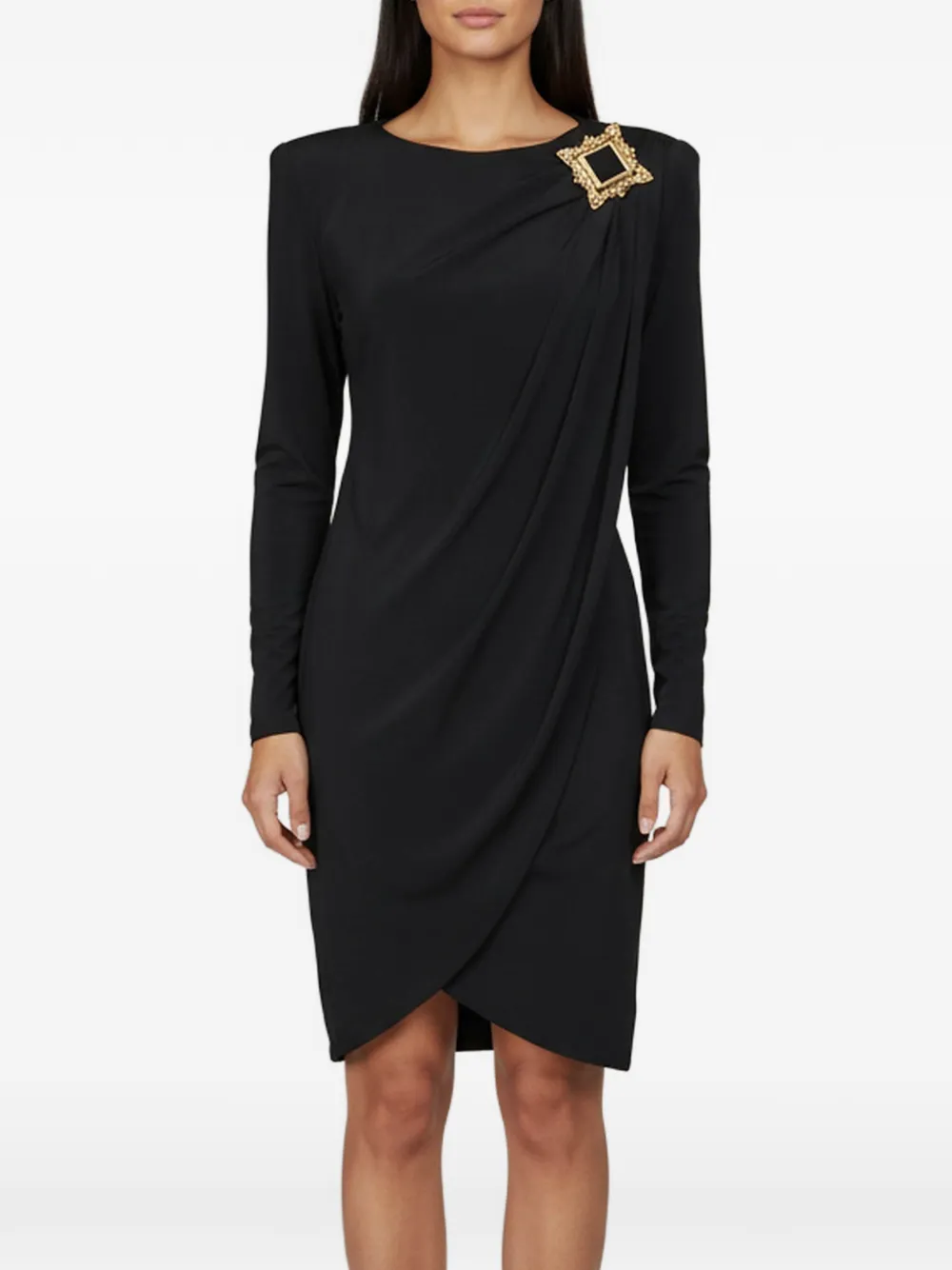 Moschino Pre-Owned brooch-detail mini dress - Nero