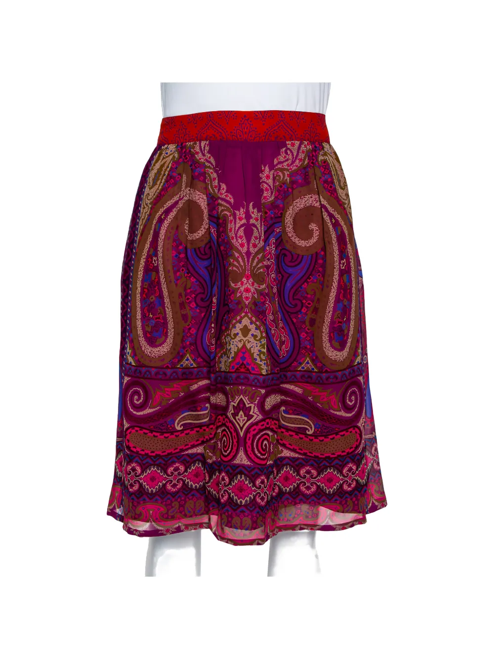 Pre-owned Etro Paisley Print Silk Mini Skirt In Pink