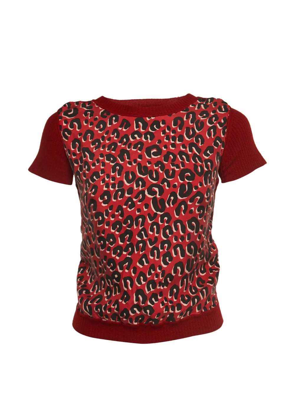 Louis Vuitton Pre-Owned leopard-print silk-blend T-shirt - Red