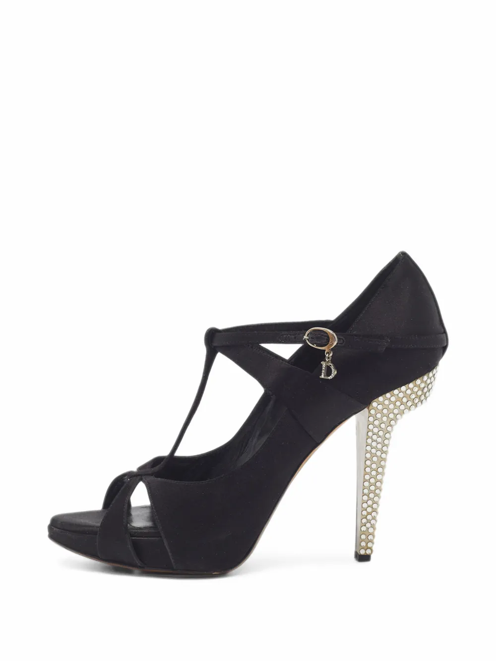 Christian Dior Pre-Owned crystal-embellished ankle-strap heeled sandals - Black