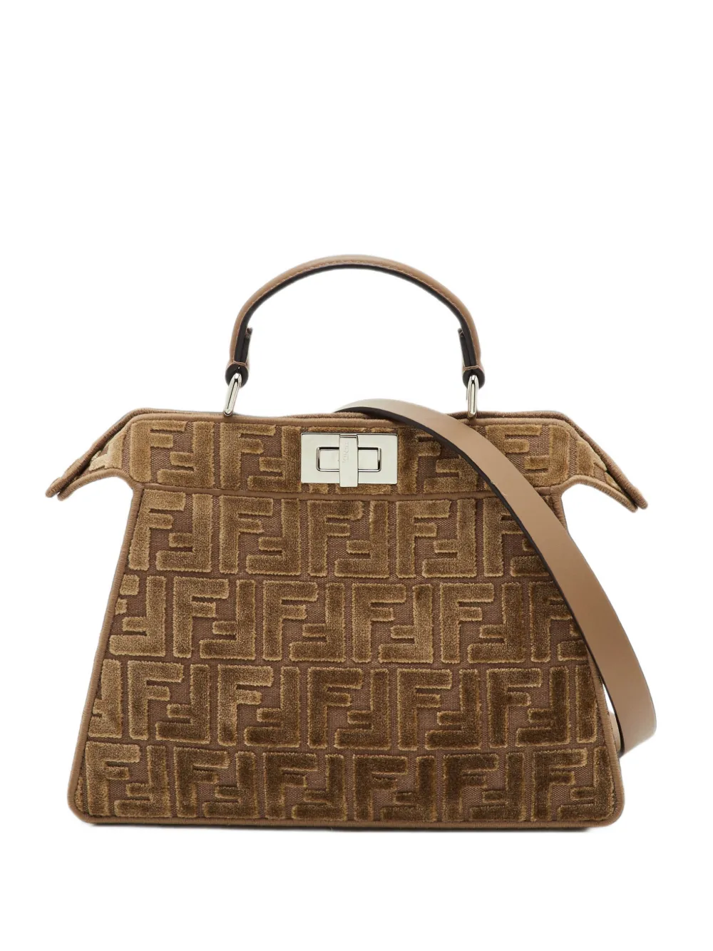 Fendi Pre-Owned 2024 small Peekaboo ISeeU FF logo-print tote bag - Braun