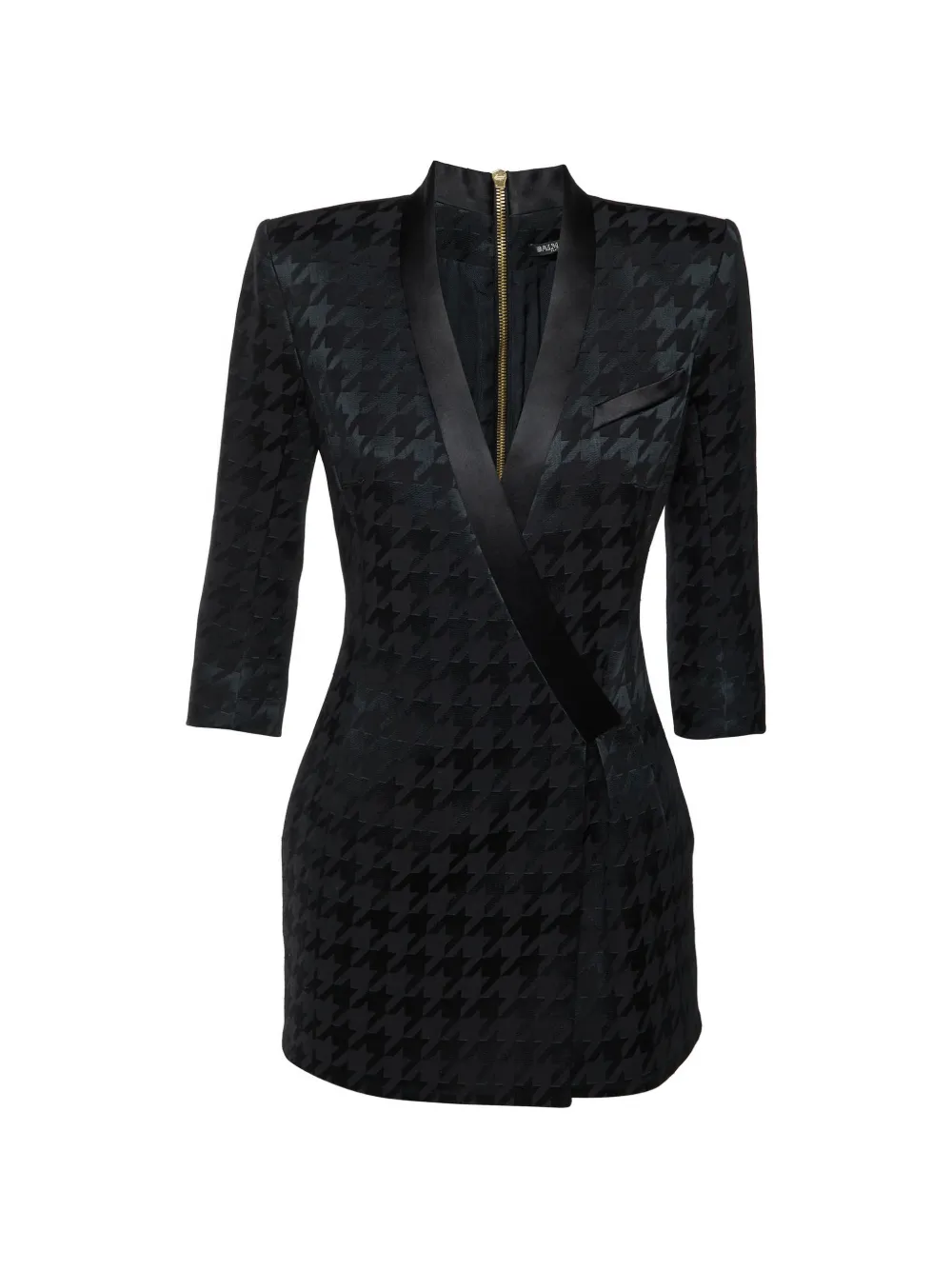 Balmain Pre-Owned houndstooth faux wrap mini dress - Schwarz