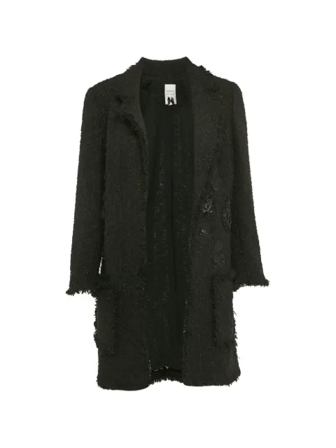 Edward Achour Paris tweed applique detail coat
