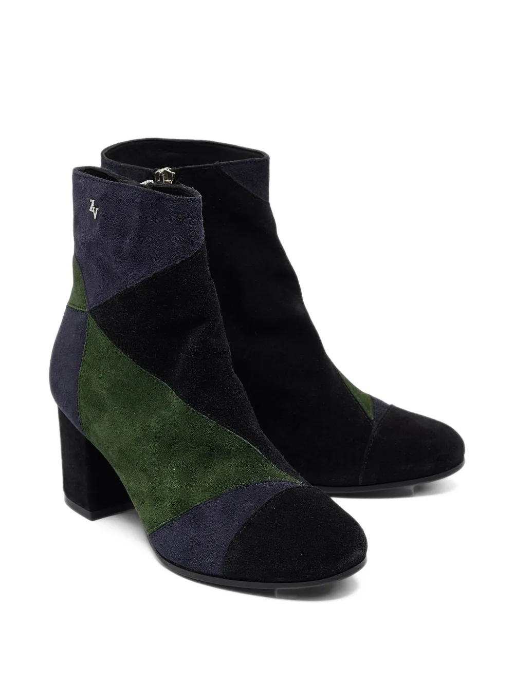 Pre-owned Zadig & Voltaire Patchwork Suede Ankle Boots In Black