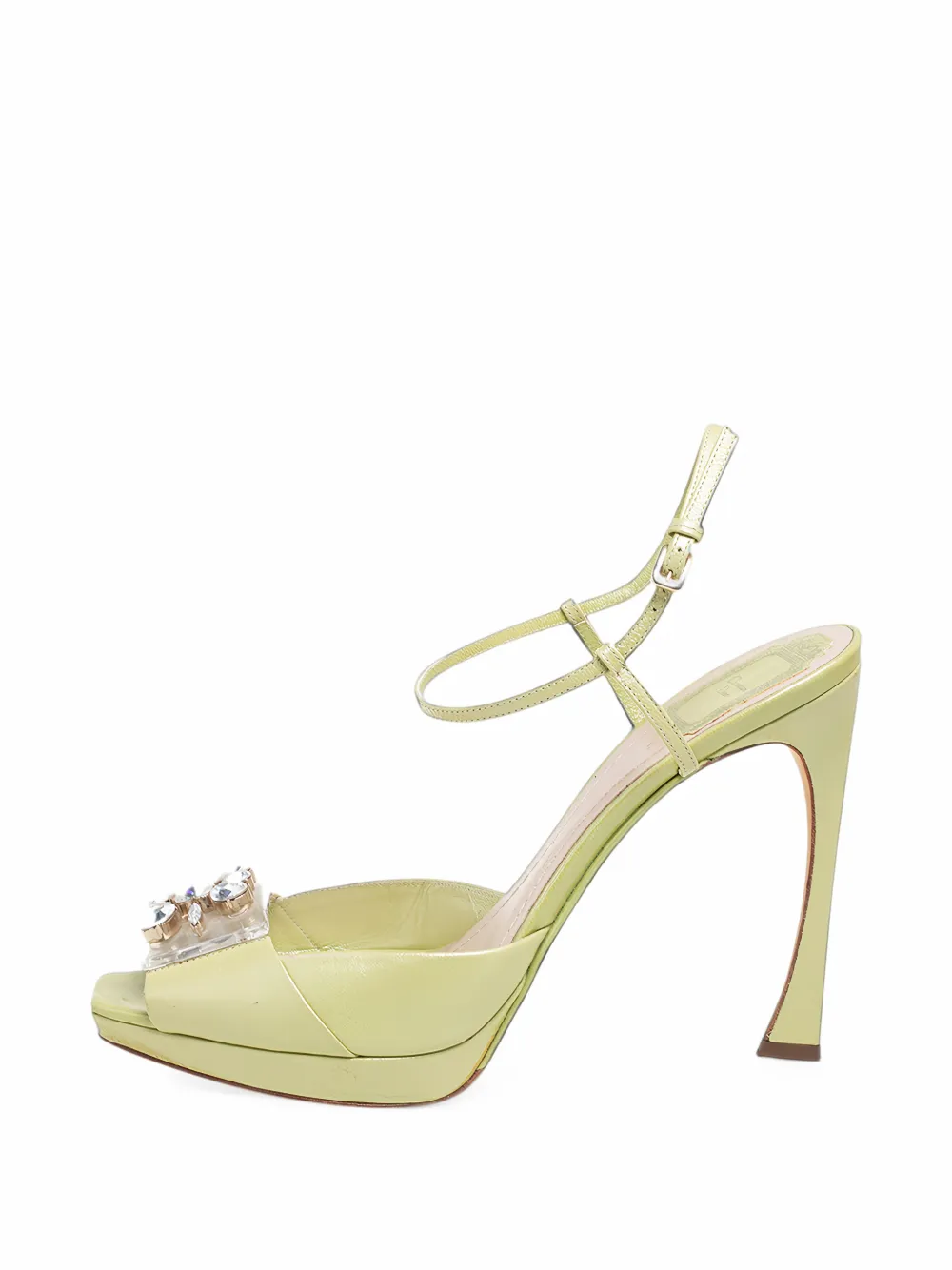 Christian Dior Pre-Owned crystal-embellished ankle-strap sandals - Green