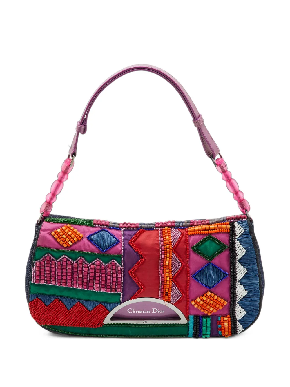 Christian Dior Pre-Owned 2000 medium embroidered shoulder bag - Viola