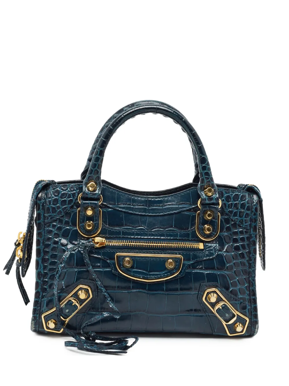Balenciaga Pre-Owned Metallic Edge City mini-shopper Blauw
