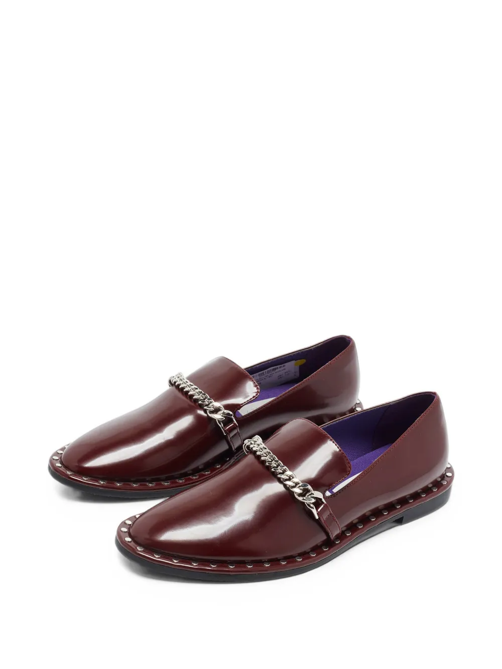 Pre-owned Stella Mccartney Falabella Chain-link Loafers In Red