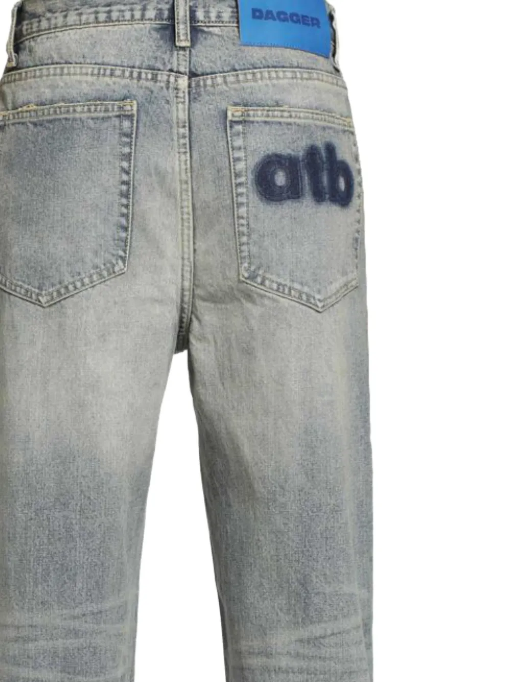 Dagger Distressed Patchwork Jeans In Blue