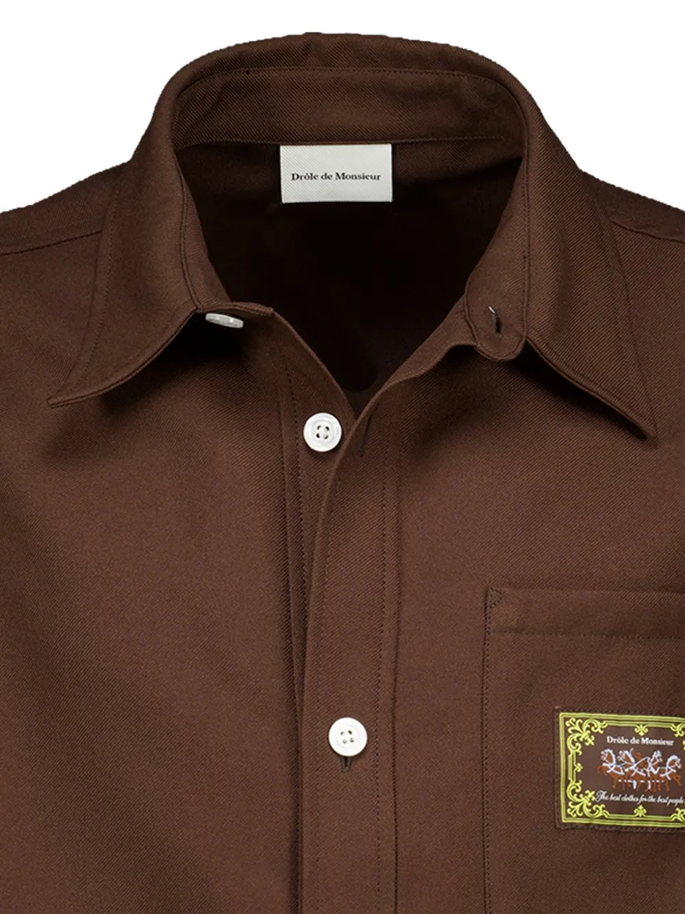 Drôle De Monsieur Overhemd met elastische zoom en logo-patch Bruin