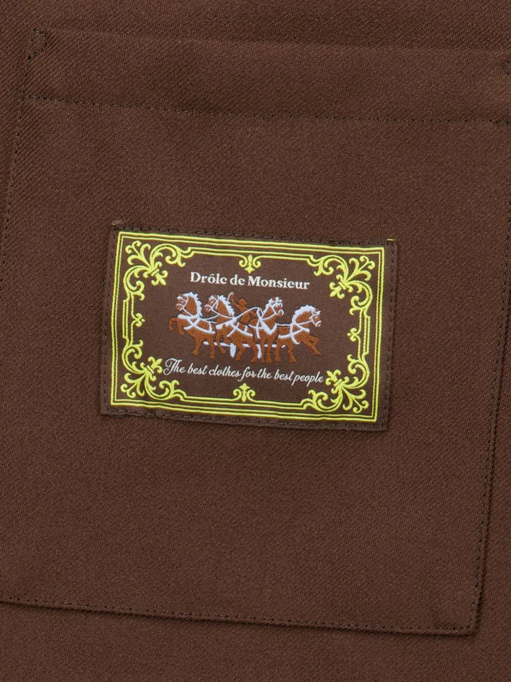 Drôle De Monsieur Overhemd met elastische zoom en logo-patch Bruin