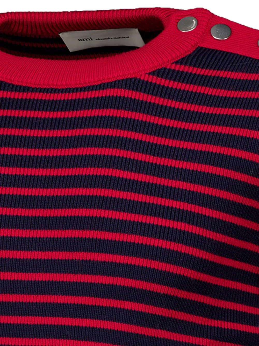 AMI Paris striped button-fastening sweater Blauw
