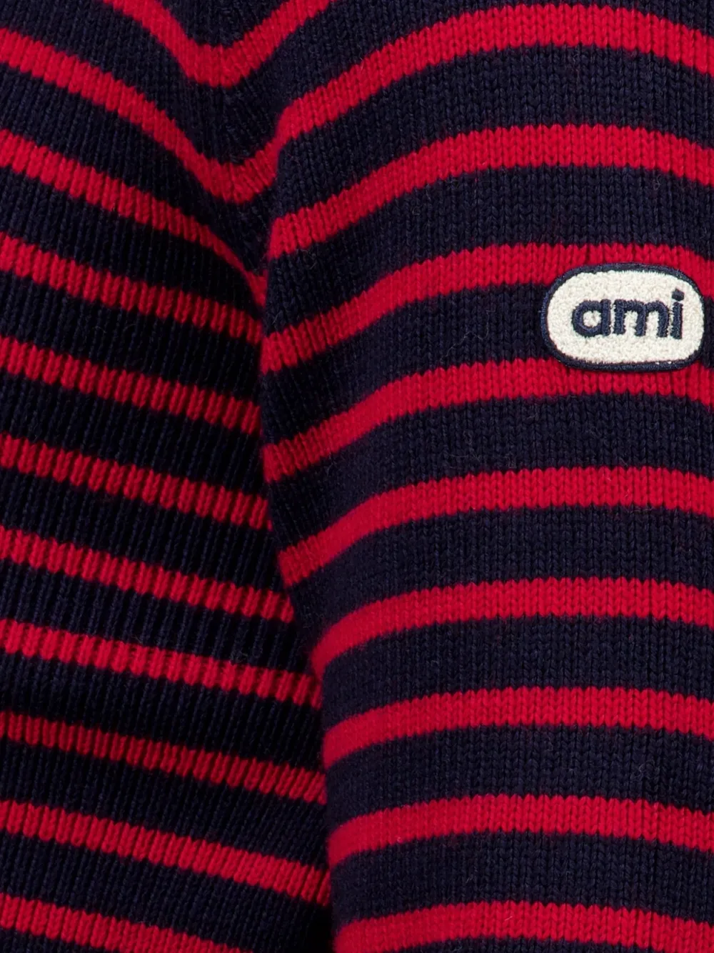 AMI Paris striped button-fastening sweater Blauw