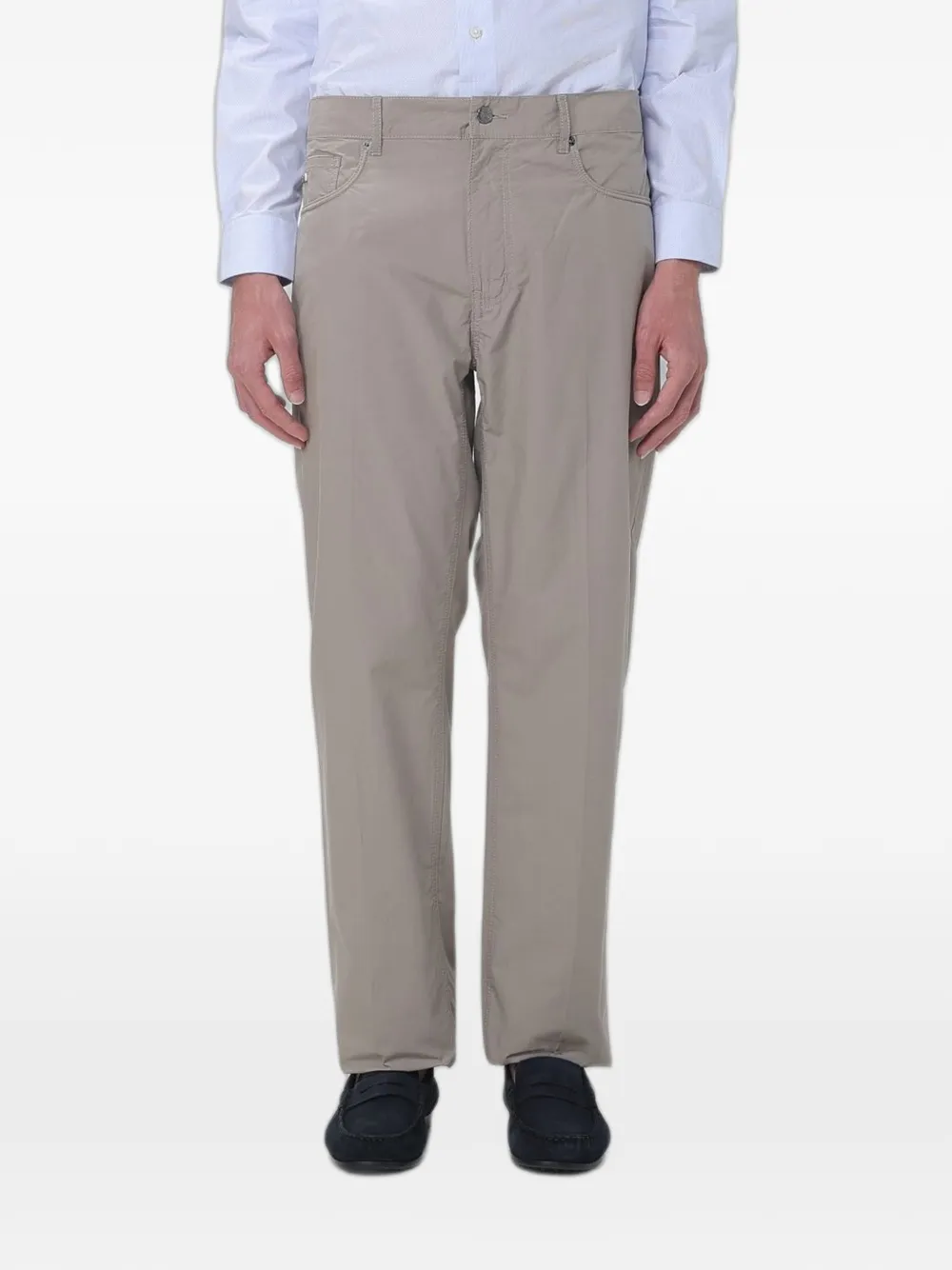 Emporio Armani J76 straight-fit, technical-cotton five-pocket trousers - Nude