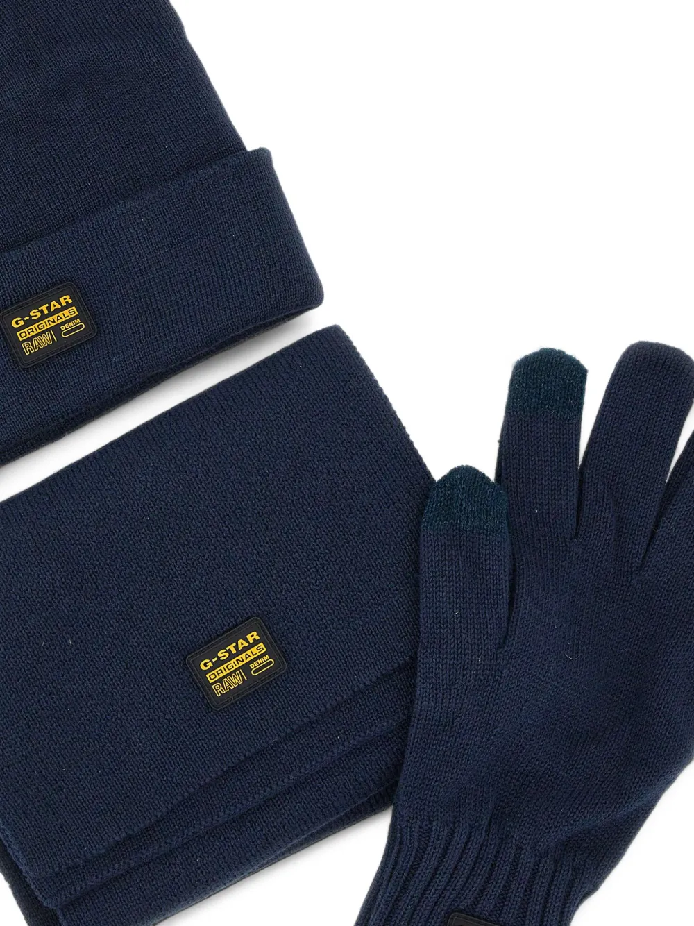 G-Star RAW logo-patch knit accessories set (set of three) Blauw