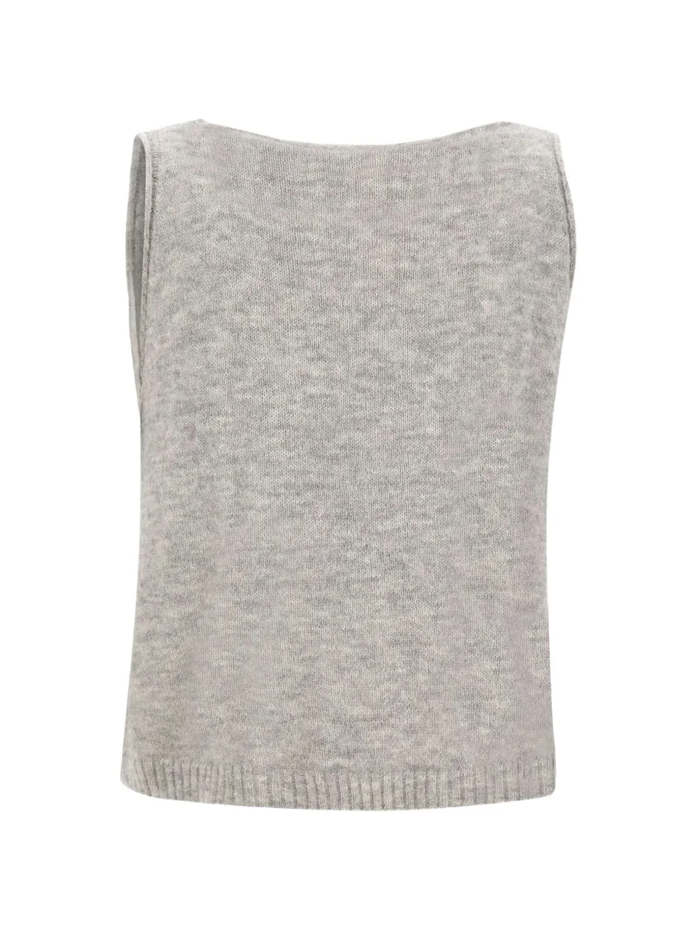 MAURIZIO MYKONOS ribbed-hem V-neck top - Grigio