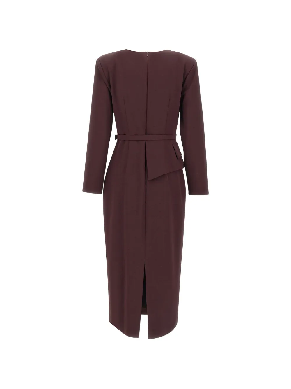 NISSA asymmetrical belted midi dress Bruin