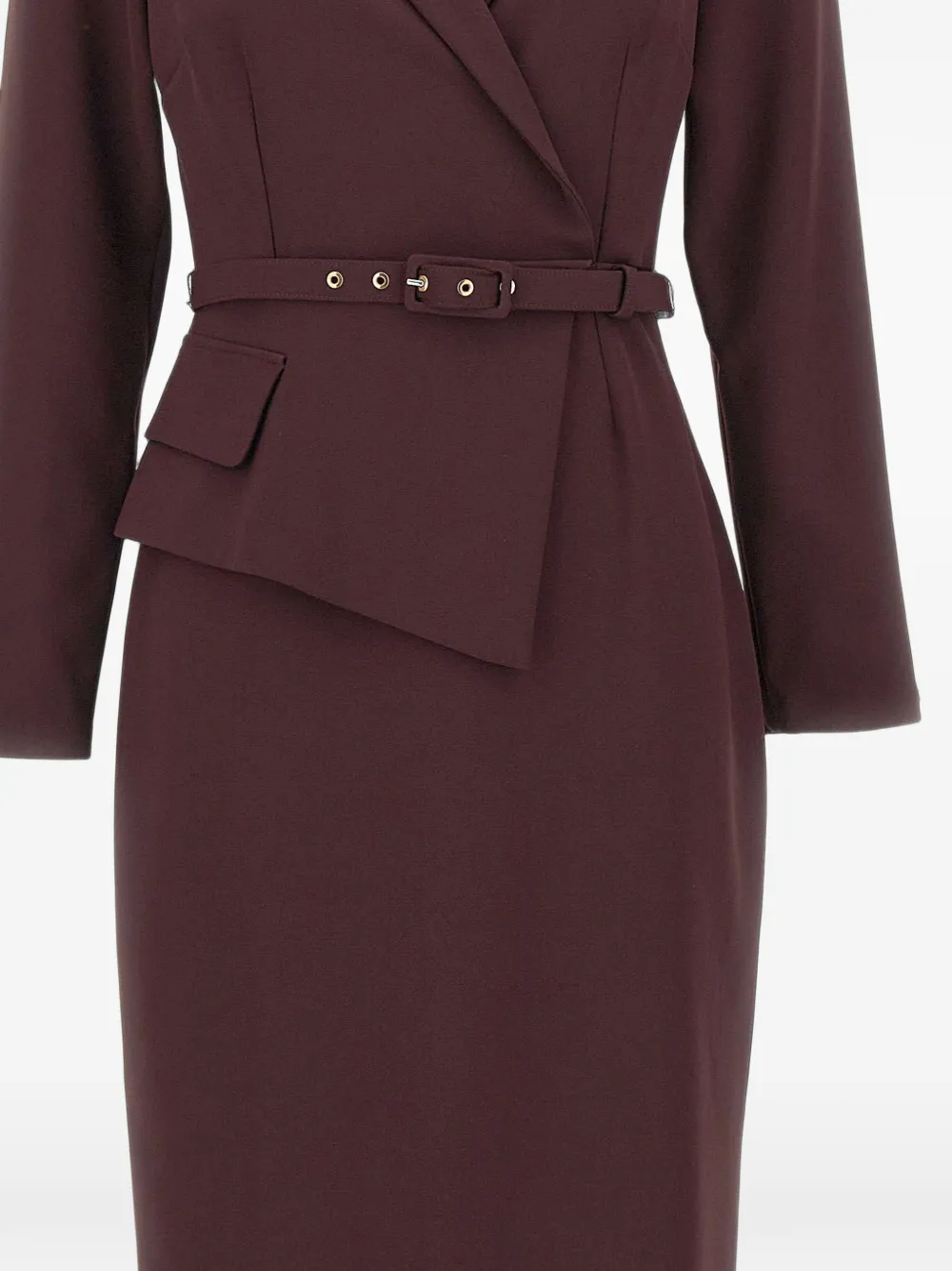 NISSA asymmetrical belted midi dress Bruin