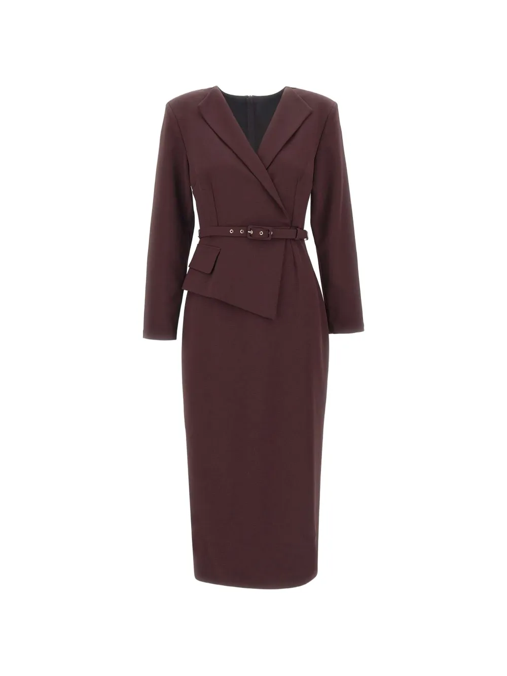 NISSA asymmetrical belted midi dress Bruin