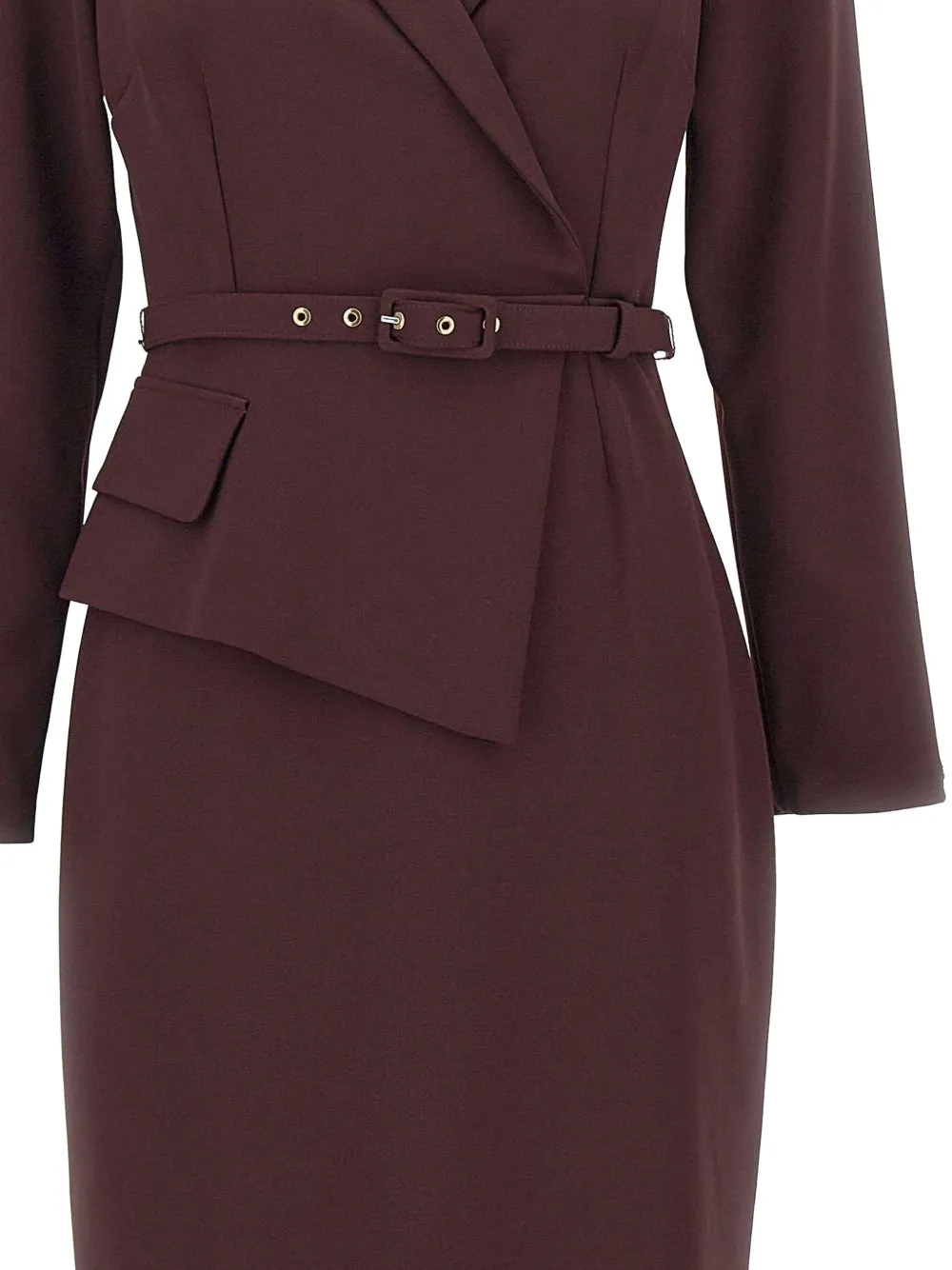NISSA asymmetrical belted midi dress Bruin