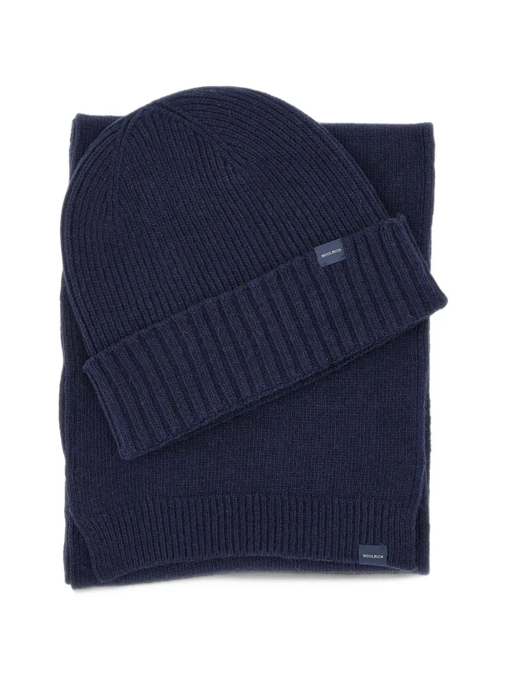 Woolrich ribbed-knit beanie hat and scarf (set of two) - Blu