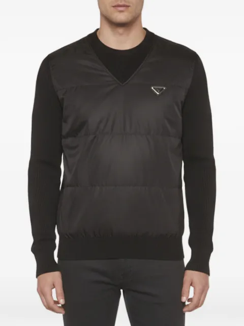 Prada Pre-Owned 2019 quilted-panel V-neck sweater