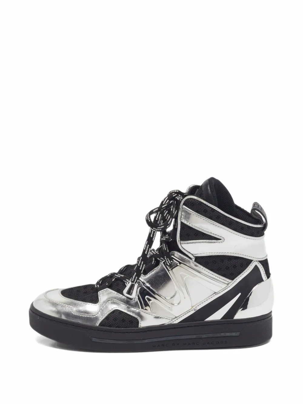 Marc By Marc Jacobs leather mesh high-top sneakers - Argento