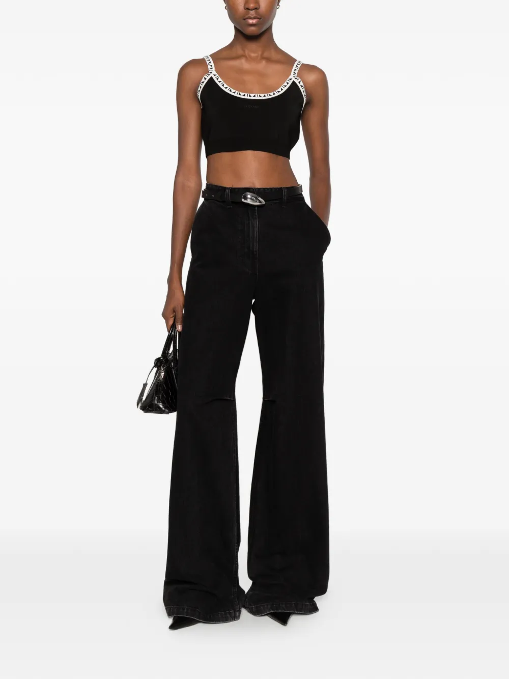 Versace Greca-trim cropped top Zwart