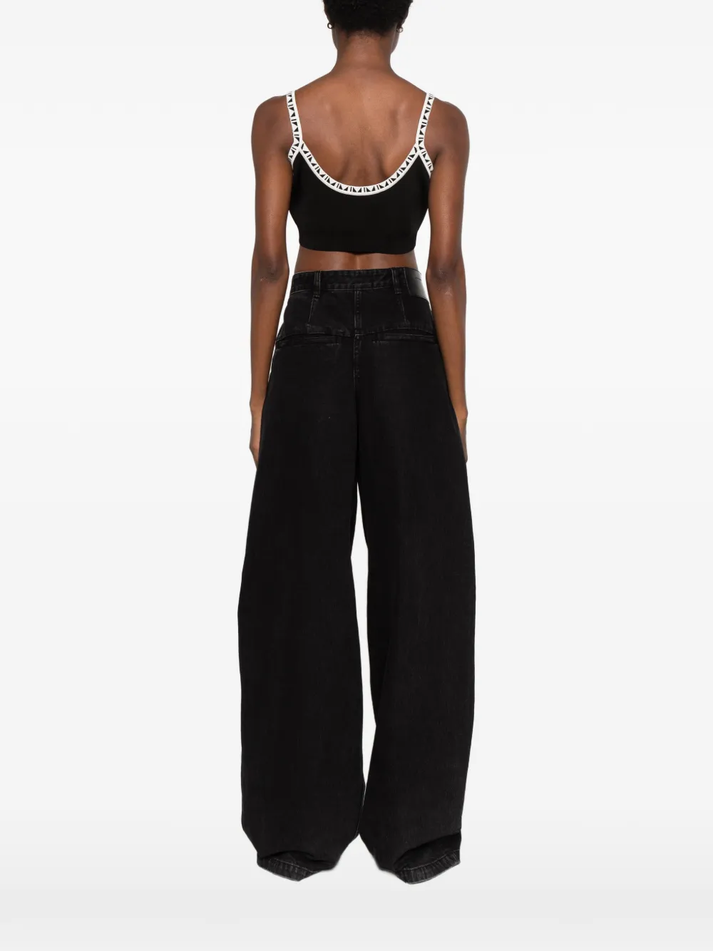 Versace Greca-trim cropped top Zwart