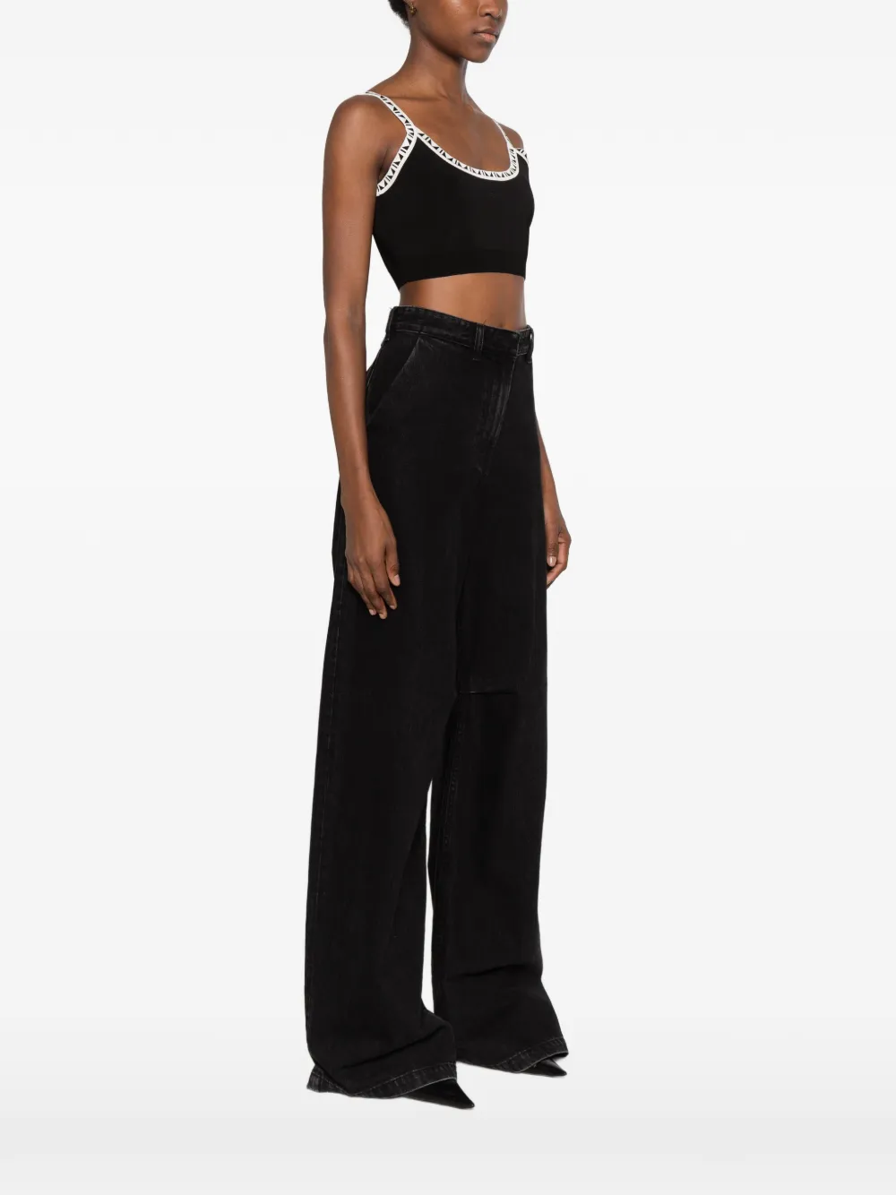 Versace Greca-trim cropped top Zwart