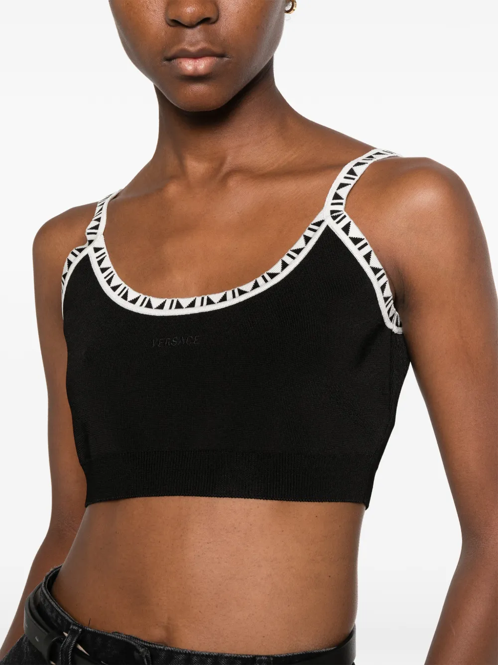 Versace Greca-trim cropped top Zwart