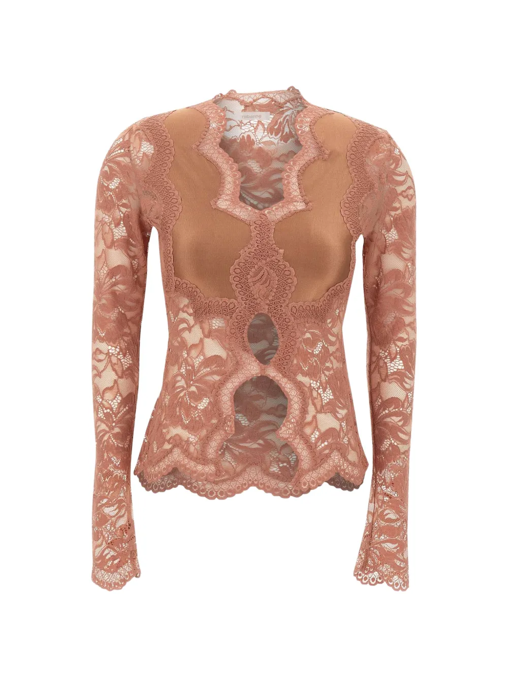 Rabanne floral-lace cut-out top Beige