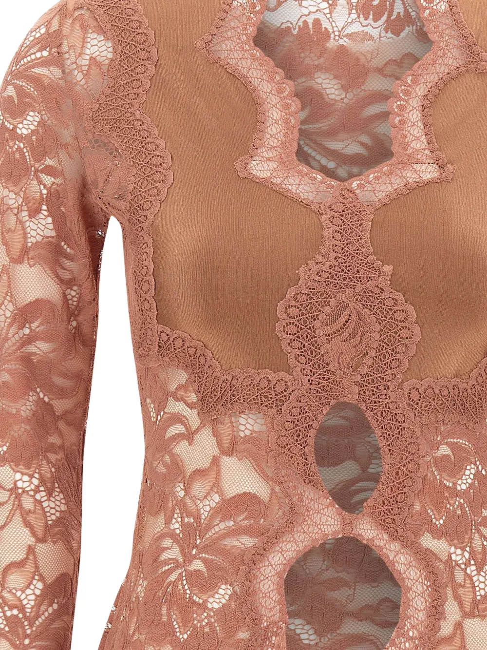 Rabanne floral-lace cut-out top Beige