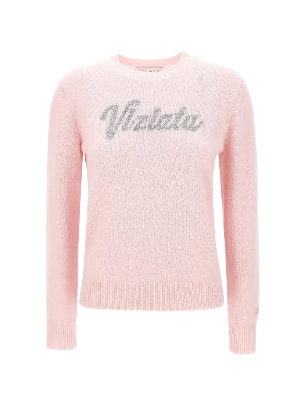 MC2 Saint Barth pink New Queen crewneck knit with Viziata rhinestone embroidery Roze