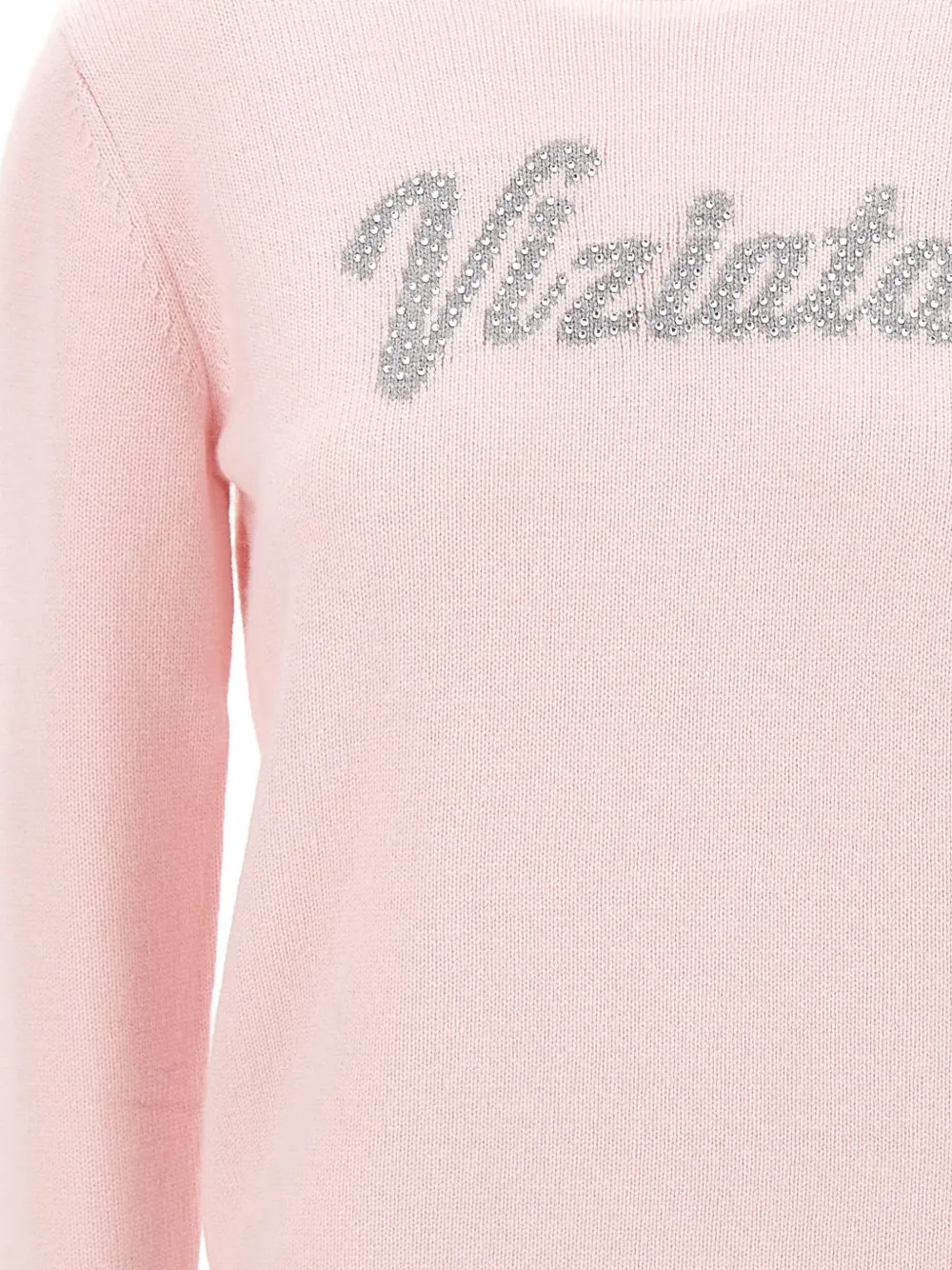 MC2 Saint Barth pink New Queen crewneck knit with Viziata rhinestone embroidery Roze