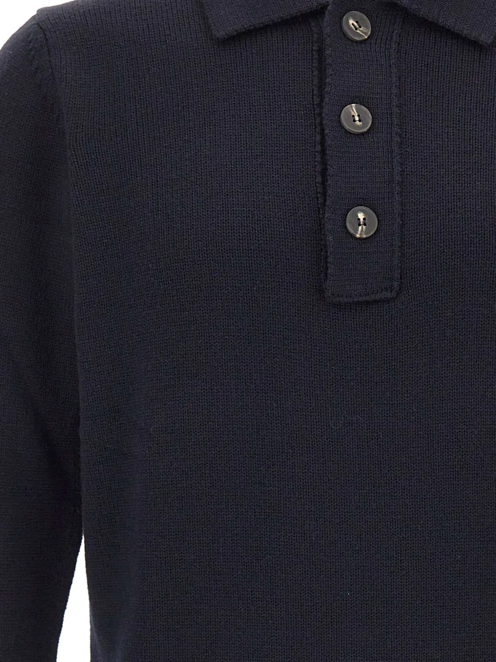 Kangra Poloshirt met lange mouwen en tricotsteek Blauw
