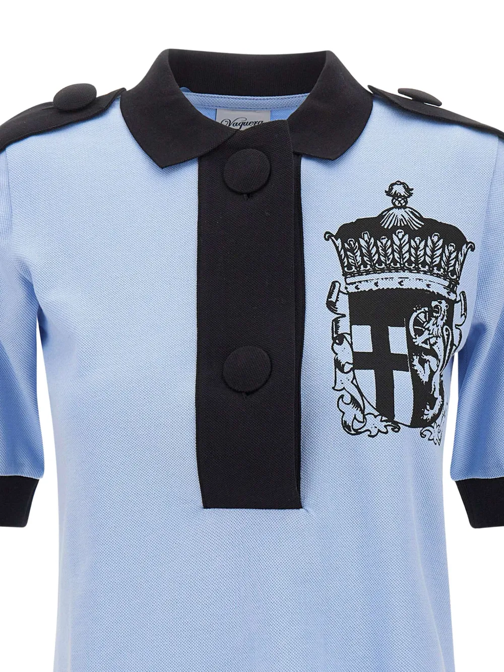 Vaquera crest-print epaulette polo shirt Blauw