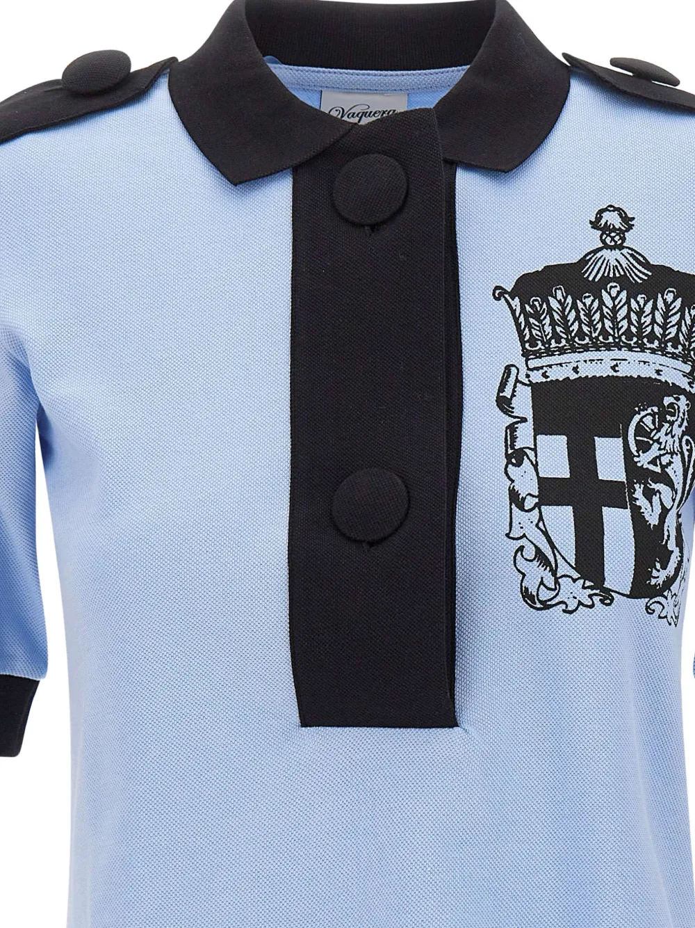 Vaquera crest-print epaulette polo shirt Blauw