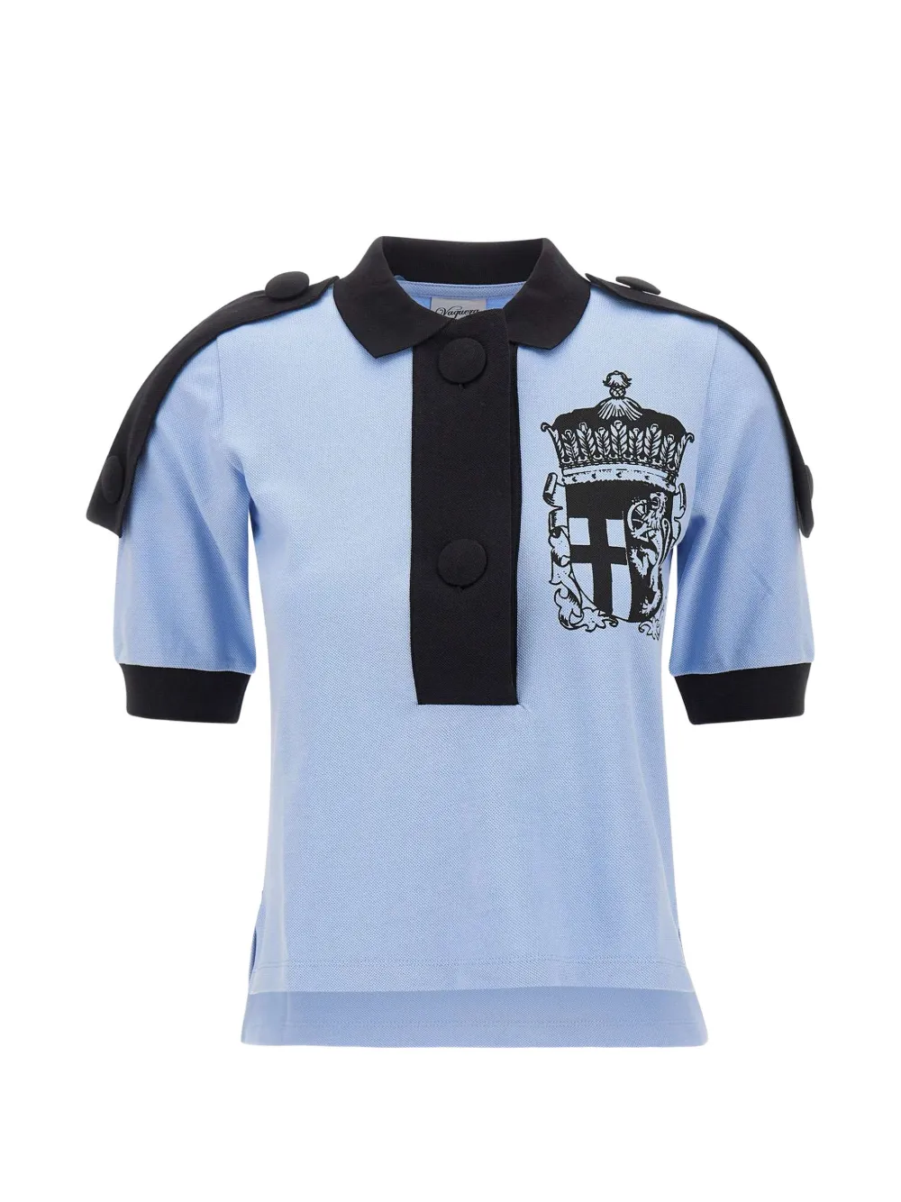 Vaquera crest-print epaulette polo shirt Blauw