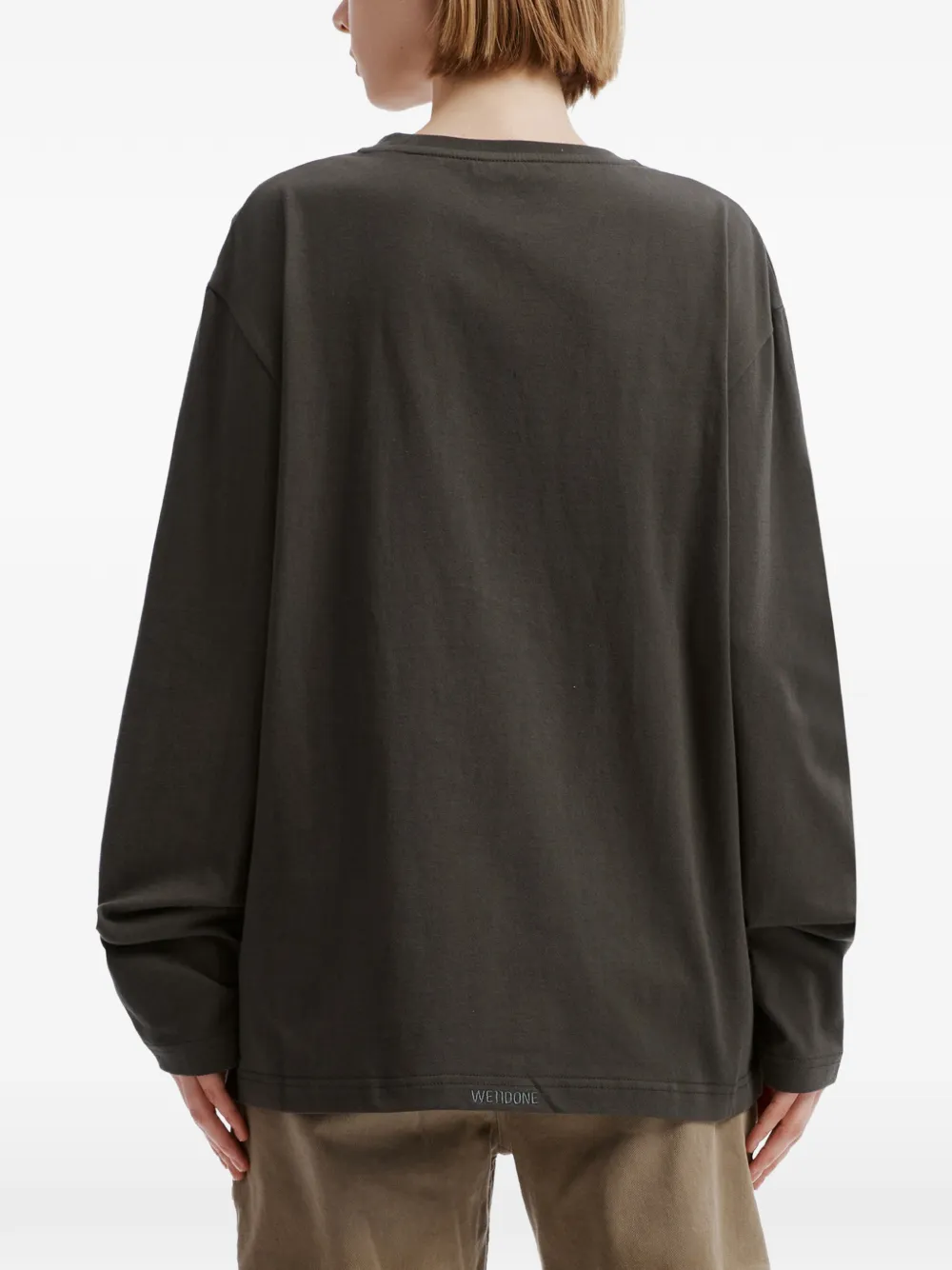 We11done Teddy graphic-print long-sleeve T-shirt Grijs