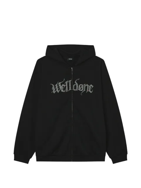 We11done logo-print zip-up hoodie