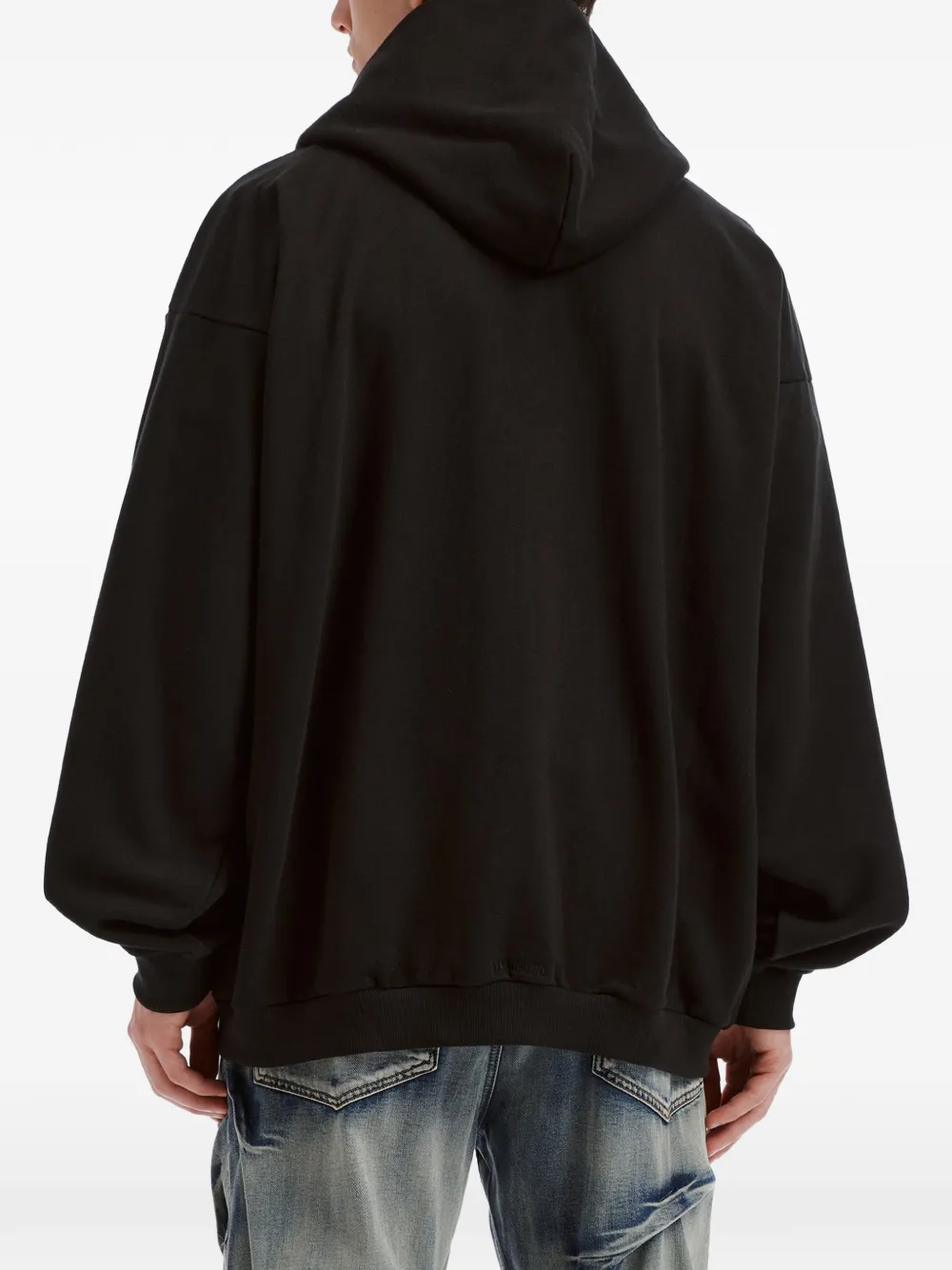 We11done logo-print zip-up hoodie Zwart