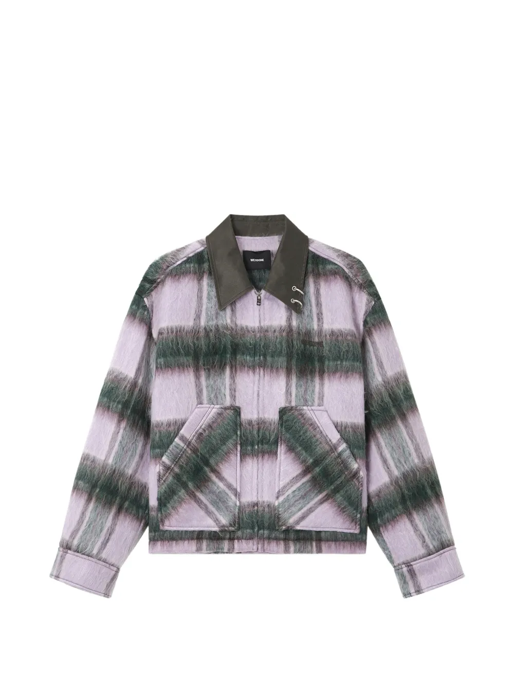 We11done check-pattern brushed-finish jacket Paars