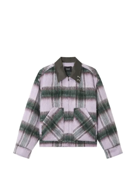 We11done check-pattern brushed-finish jacket
