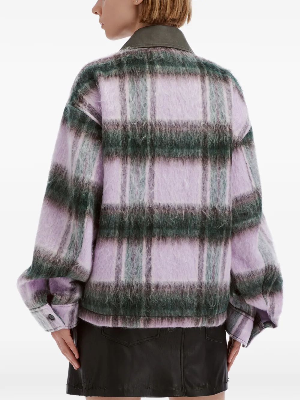 We11done check-pattern brushed-finish jacket Paars