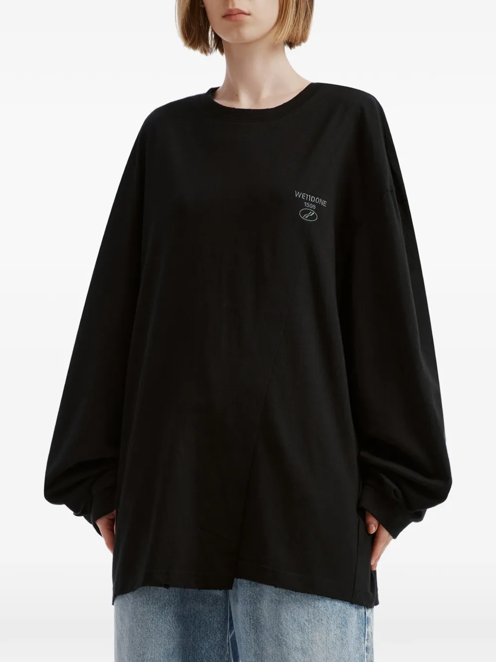 We11done logo-print long-sleeve T-shirt Zwart