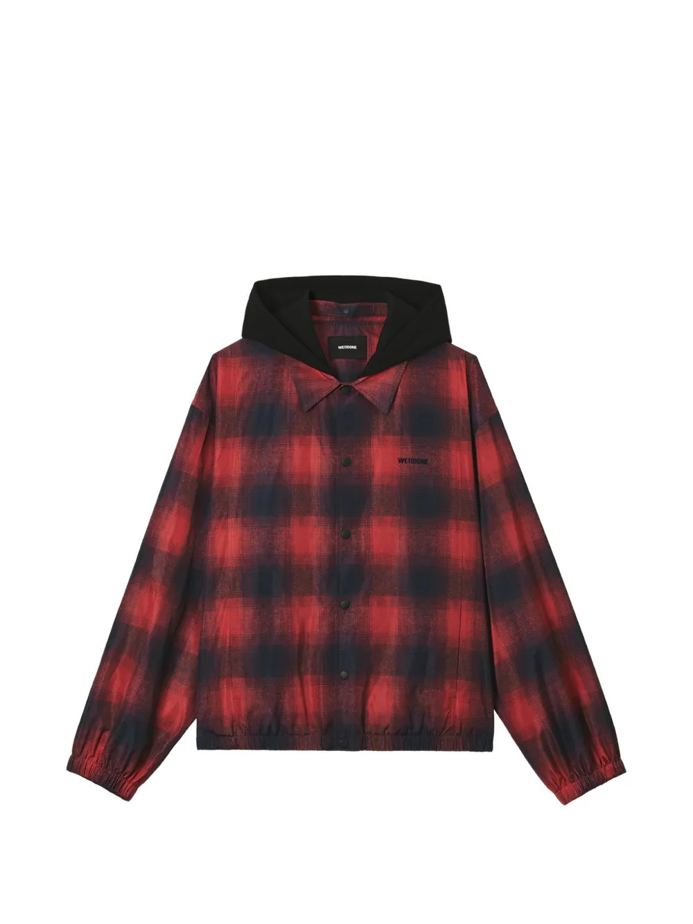 We11done check-print hooded jacket Rood