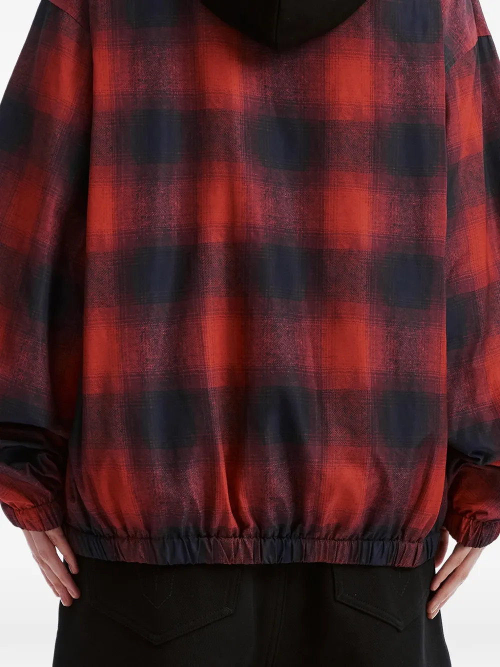 We11done check-print hooded jacket Rood