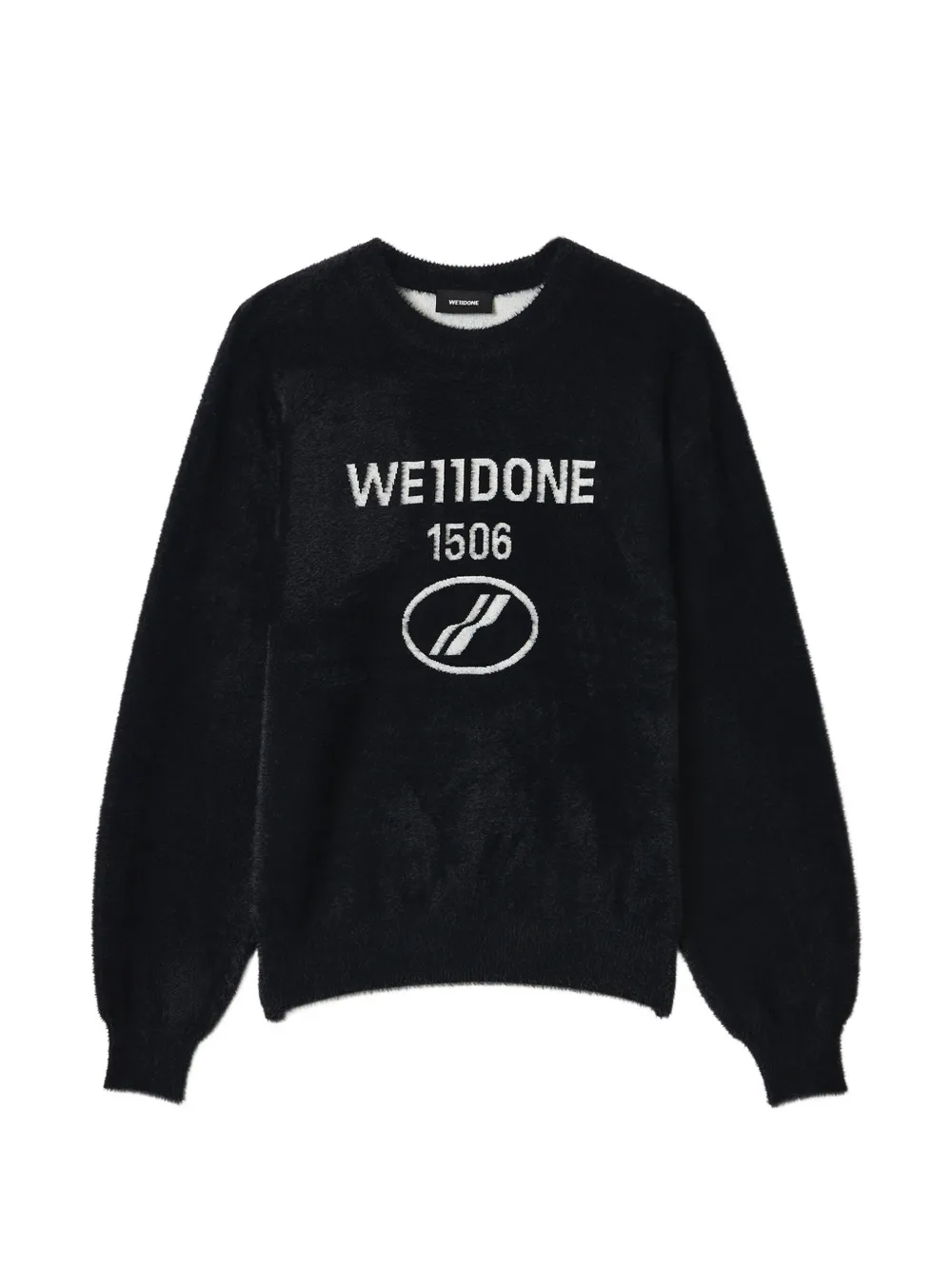 We11done logo-intarsia fuzzy-knit sweater - Noir We11done logo-intarsia fuzzy-knit sweater - Noir