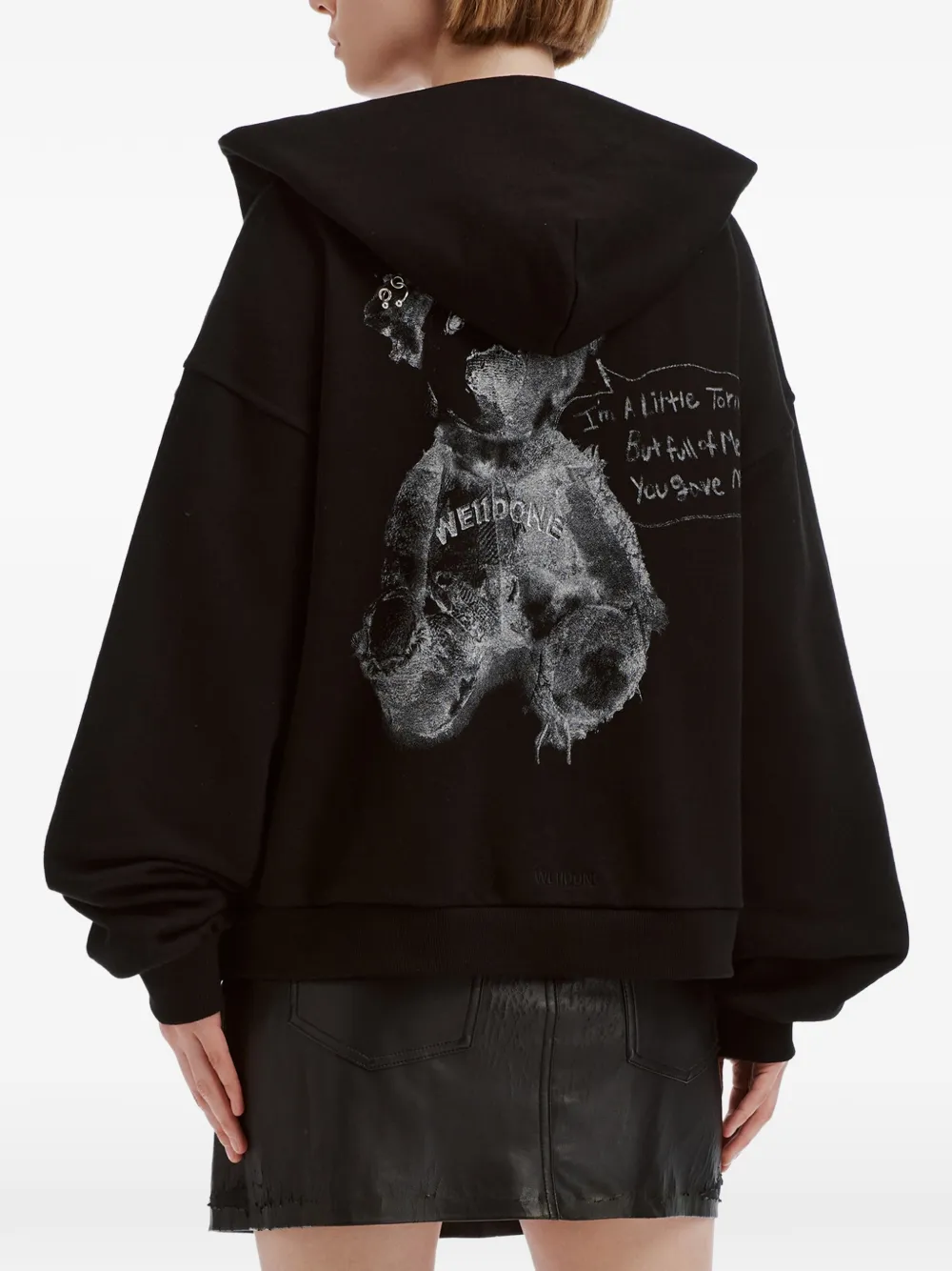 We11done teddy bear-print hoodie Zwart